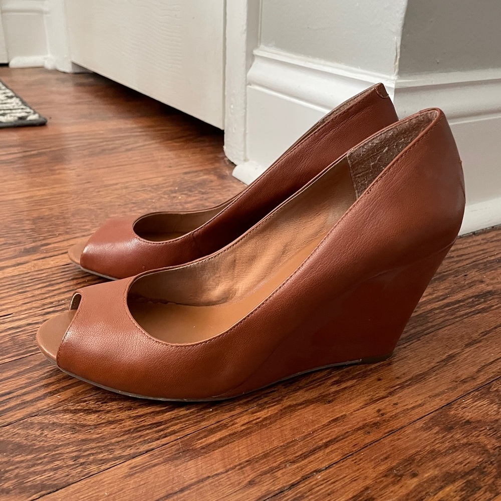 Peep toe wedges